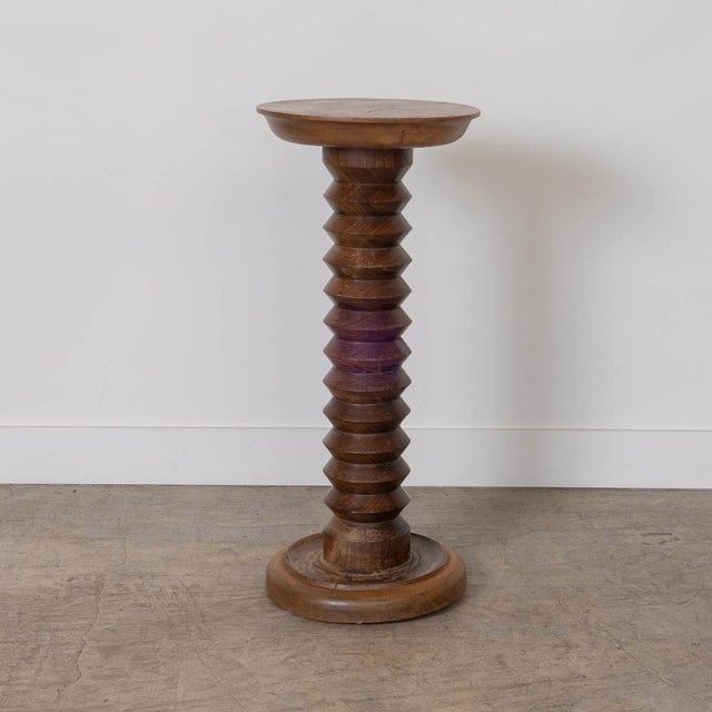 1940s French Carved Wood Pedestal Table For Sale - Image 4 of 10