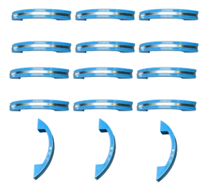 1930s Art Deco Ocean Blue Bakelite Drawer Pulls W/ Chrome Strip, Set of 15