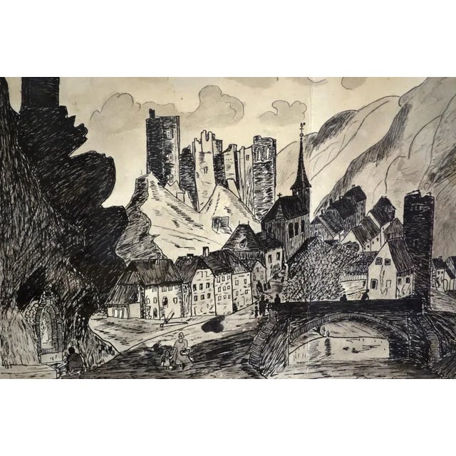 Ink Landscape, 1940s For Sale - Image 3 of 6