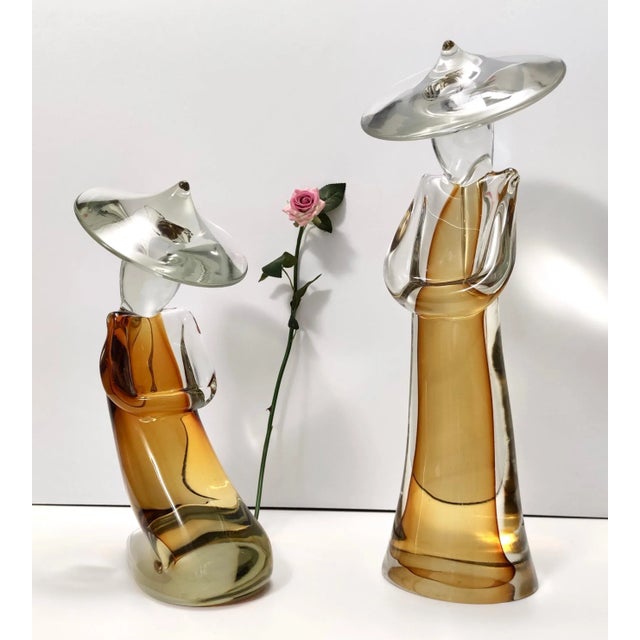 Decorative Chinese Figures in Amber Sommerso Glass by Archimede Seguso, 1960s, Set of 2 For Sale - Image 17 of 17