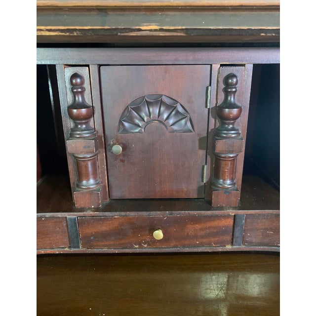 Wood Antique Chippendale Mahogany Secretary Desk For Sale - Image 7 of 11