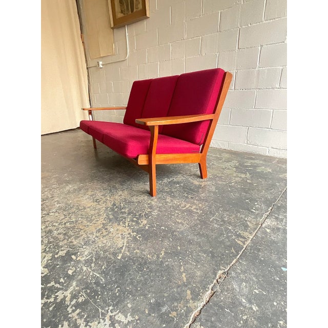 Vintage Hans J. Wegner for Getama Model 330/3a in Teak & Wool, 1965 For Sale - Image 9 of 12