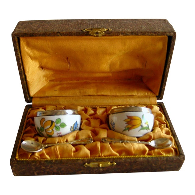 1920s French Vintage Limoge Salt and Pepper Set in Original Box For Sale