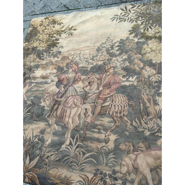 Mid-Century French Jacquard Tapestry with Noble or Princely Hunt Scene, 1950s For Sale - Image 11 of 18