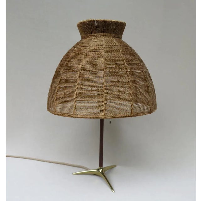 Austrian Brass, Wood & Cord Table Lamp with Crow's Foot, 1950s For Sale - Image 18 of 18