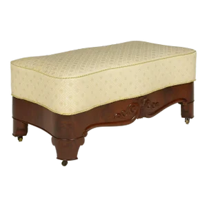 French Restoration Mahogany and Upholstered Serpentine Bench