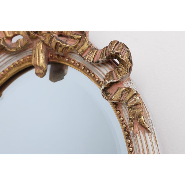 Cream Louis XVI Baroque Style Mirror in Carved Wood, France, 1950s For Sale - Image 8 of 12