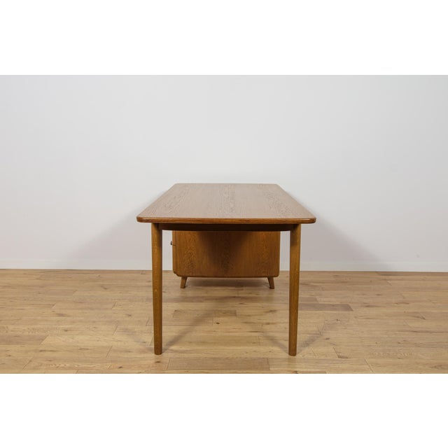 Brown Art Deco Oak Desk by Gunnar Ericsson for Åtvidaberg / Facit AB, Sweden, 1950s For Sale - Image 8 of 18