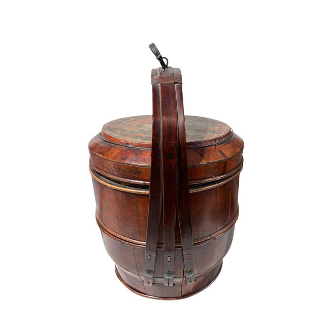 Wood Antique Chinese Wedding Basket 3 Tier Lacquered Wood Dowry Basket 20” For Sale - Image 7 of 7