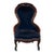 Antique Victorian Walnut Rococo Revival Navy Velvet Parlor Chair For Sale