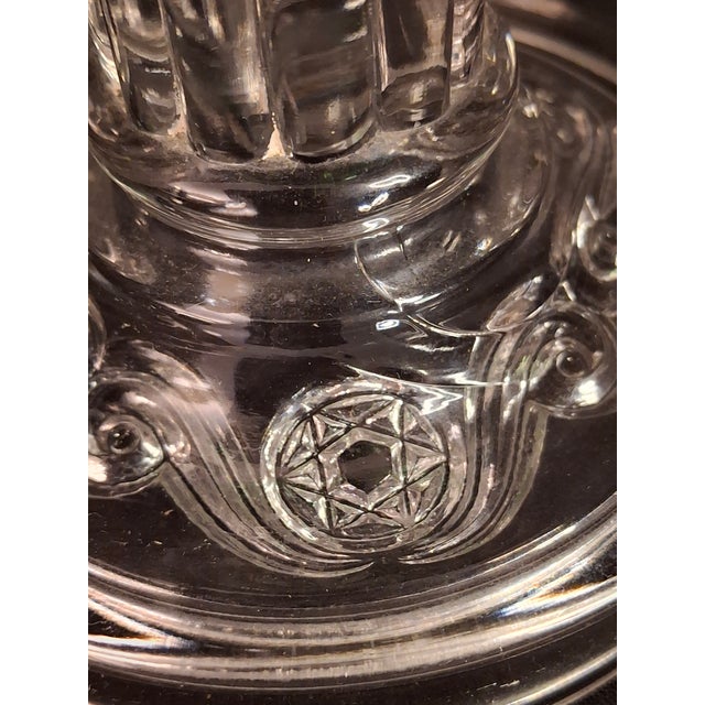 Antique Victorian Emerald Green Glass Kerosene Lamp Clear Star Base Scovill Queen Anne For Sale - Image 9 of 18