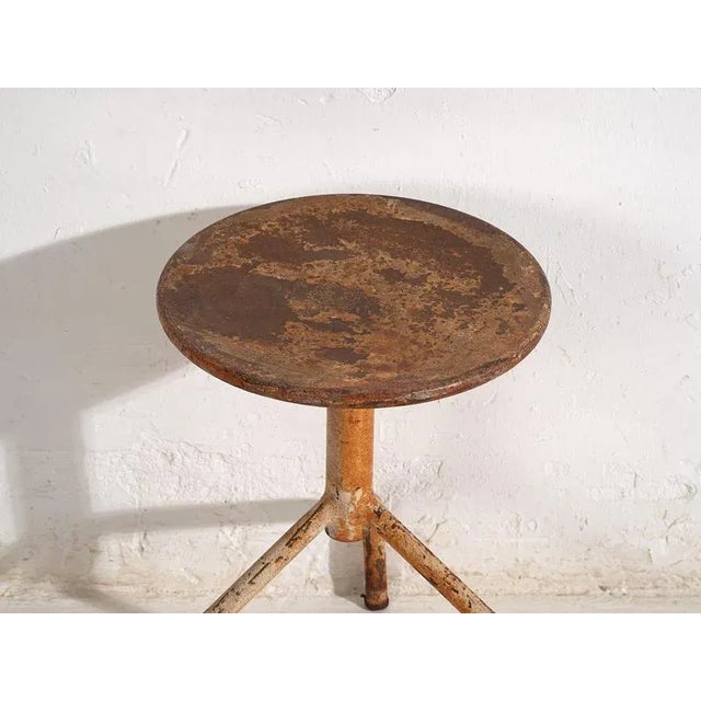 Rustic Industrial Style Metal Stool, 1950 For Sale - Image 3 of 6