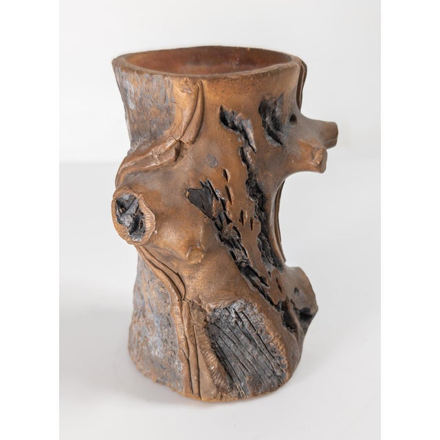 Early 20th Century Chinese Republic Yixing Zisha Tree Form Brush Pot Vase For Sale - Image 4 of 12