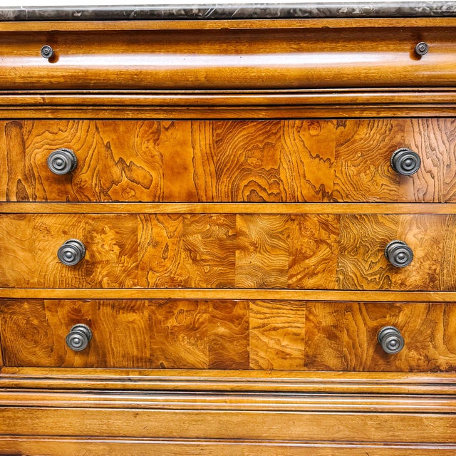 Late 20th Century Ethan Allen Townhouse Louis Philippe Burl Wood & Marble Top Commode For Sale - Image 13 of 18