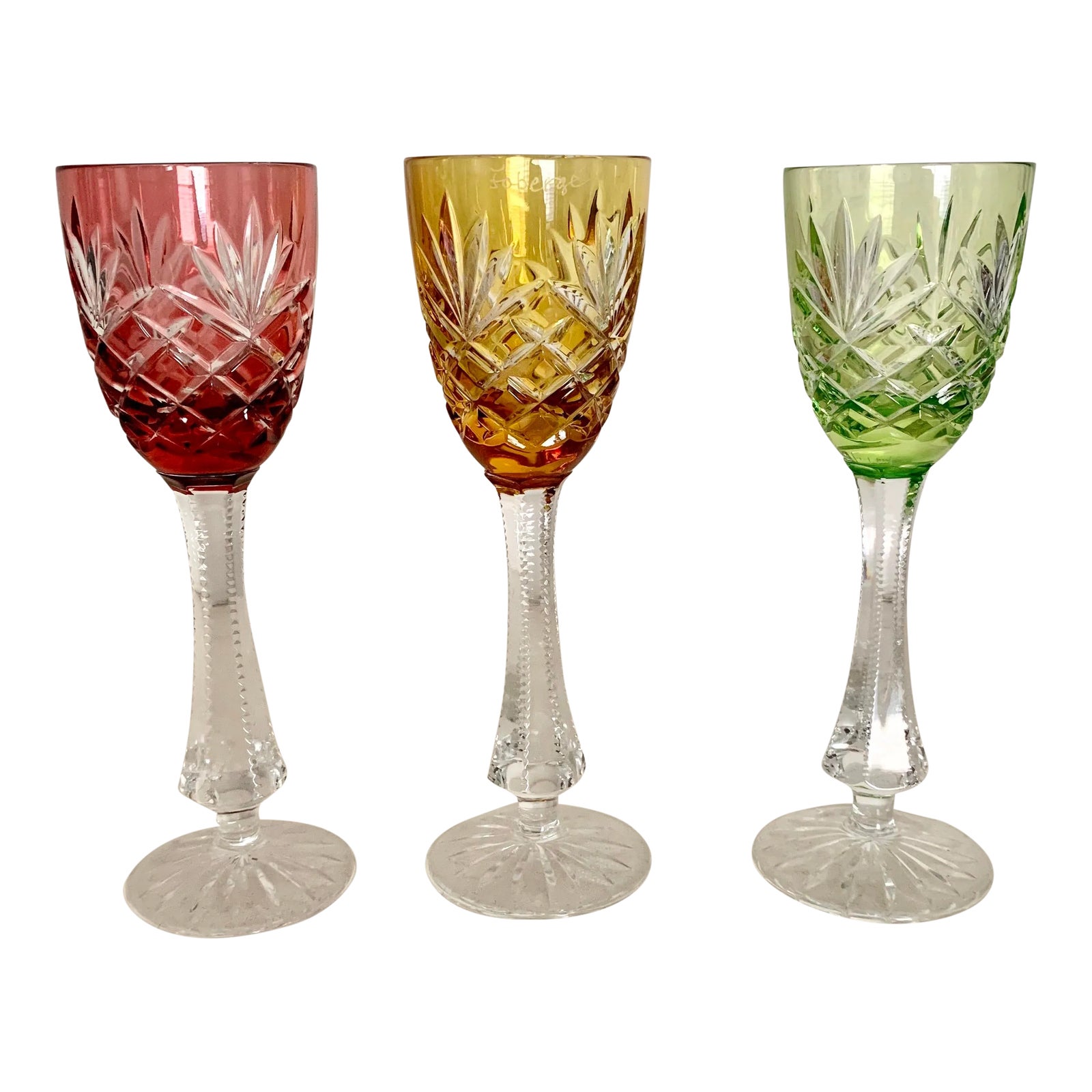 Faberge Cased Crystal Cordial Glasses Set of 3 Chairish