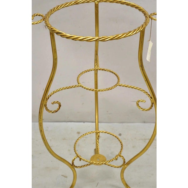 Mid 20th Century Italian Hollywood Regency Gold Iron Rope 3 Tier Bath Washstand Plant Stand Table For Sale In Philadelphia - Image 6 of 12