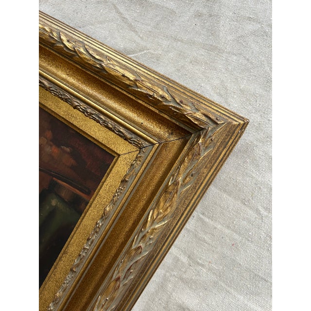 Late 20th Century Vintage Border Terrier Oil Painting Portait in Gilded Frame-Signed For Sale - Image 10 of 11