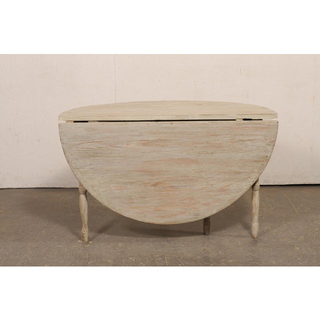 19th Century Swedish Painted Drop Leaf Wood Table For Sale - Image 4 of 11