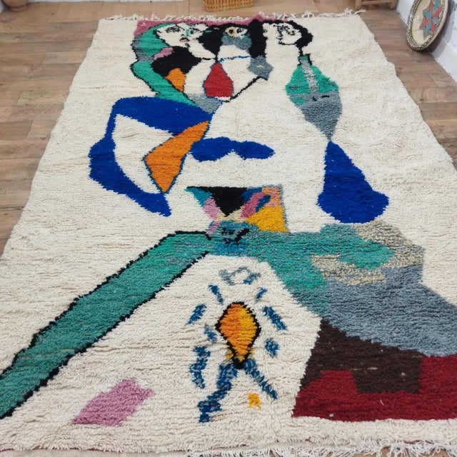 Abstract Moroccan Berber Textile Wall Art – Abstract Figurative Design For Sale - Image 3 of 9