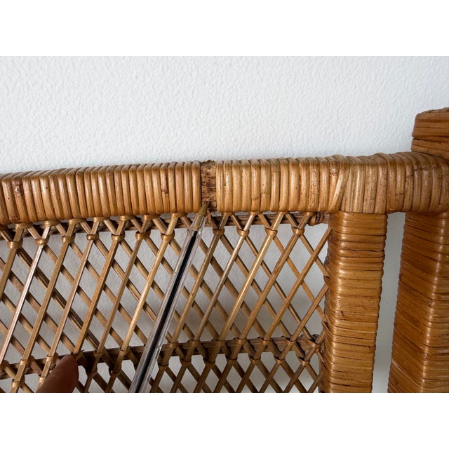 Vintage Rattan Wrapped Director’s Style Armchair With Upholstered Seat For Sale - Image 9 of 12