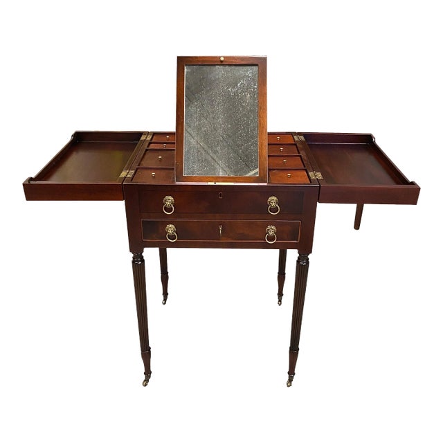 A Regency Style Carved Mahogany Beau Brummel Gentlemans Vanity Desk For Sale