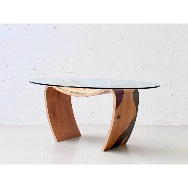 Sculptural Dining Table with Inlays and Glass Top by Carlo Malnati, Italy, 1980s For Sale - Image 16 of 16