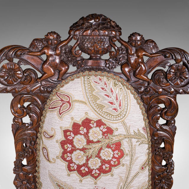 White Pair of Antique Charles II Revival Arm Chairs, English, Elbow Seat, Edwardian For Sale - Image 8 of 12