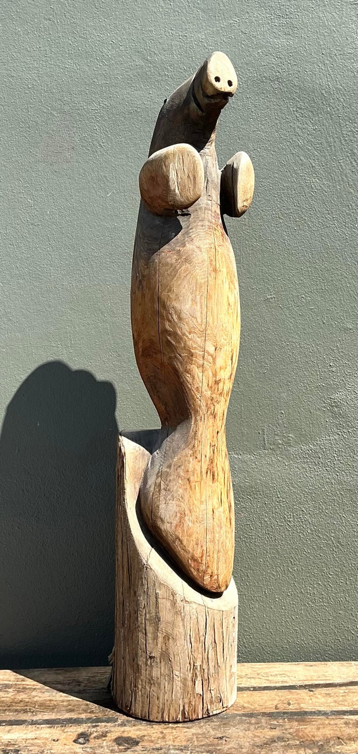 Vintage Hand Carved Walrus Statue - Detail view