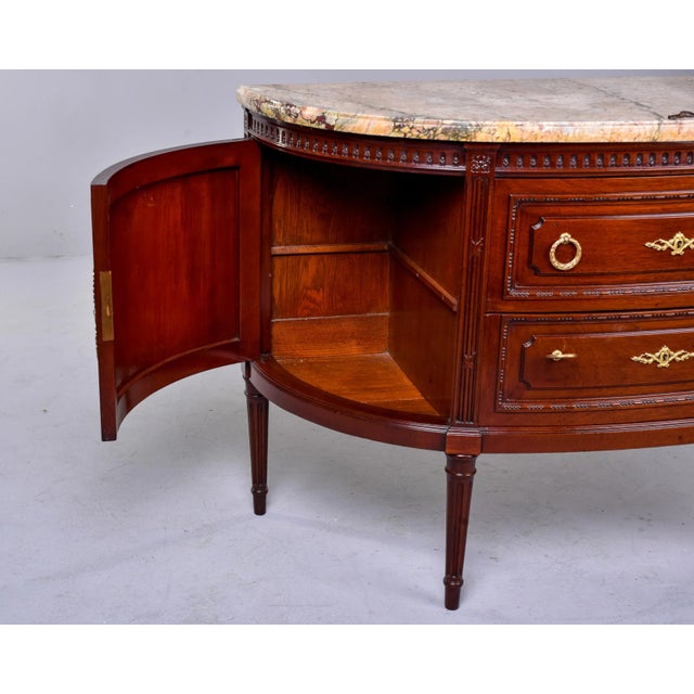Empire Style Demi Lune Marble Topped Two Door Commode With Two Drawers For Sale - Image 4 of 13