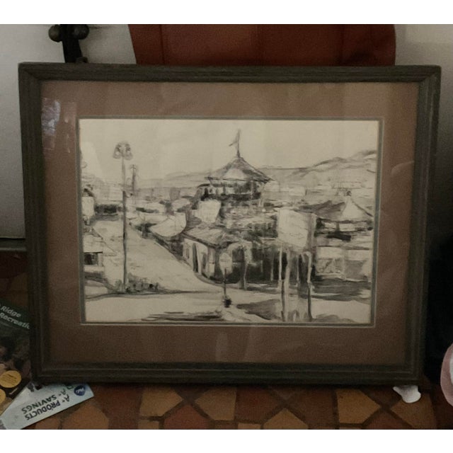 Original 1950’s Pen and Ink charming scene, signed. The attention to detail is superb, capturing the lure of a fishing...