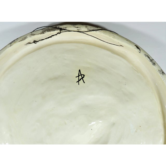 Italian Large Vintage Round Italian Pottery Madonna and Child Plaque For Sale - Image 3 of 7