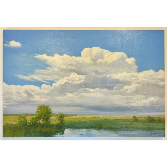 Summer Sky Over the Marsh Original Oil Painting by G. Hodges For Sale - Image 4 of 6