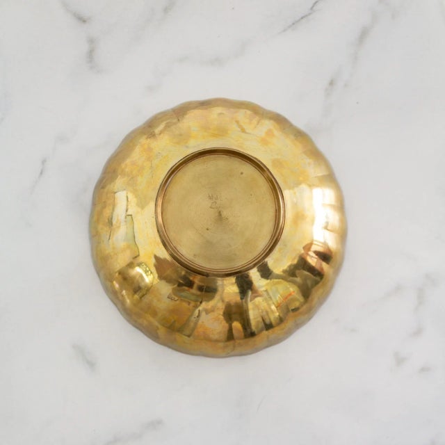 Danish Scandinavian Scalloped Brass Catchall Bowl Stamped Malm For Sale - Image 6 of 6
