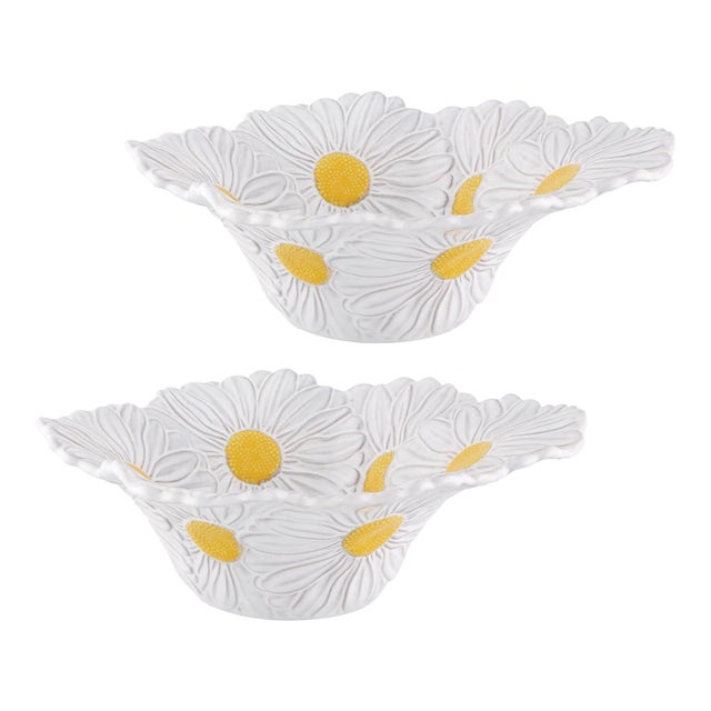 Bordallo Pinheiro Maria Flor Salad Bowls, 37 oz, Set of 2 For Sale