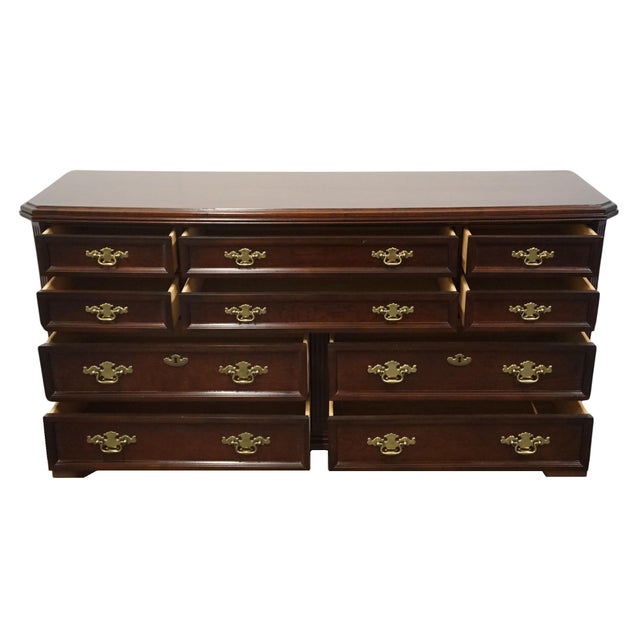 Bassett Furniture Eden House Collection Solid Cherry Traditional Style 66" Double Dresser 2083-0237 For Sale In Kansas City - Image 6 of 12
