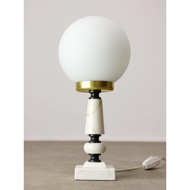 Metal Vintage Italian Table Lamp in Brass and Marble, 1960s For Sale - Image 7 of 10