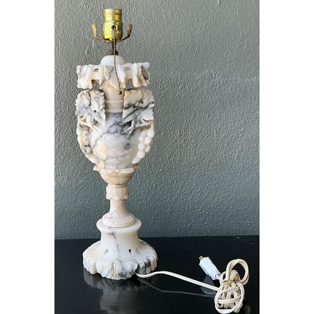Mid 20th Century Vintage Carved Alabaster Lamp For Sale - Image 5 of 18