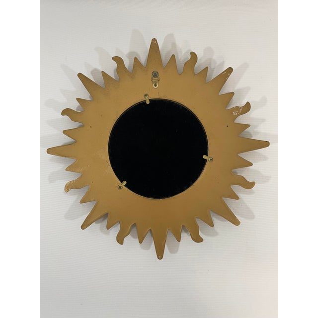 Vintage Mid Century Modern Gilded 12.5" Sunburst Wall Accent Mirror For Sale - Image 11 of 17