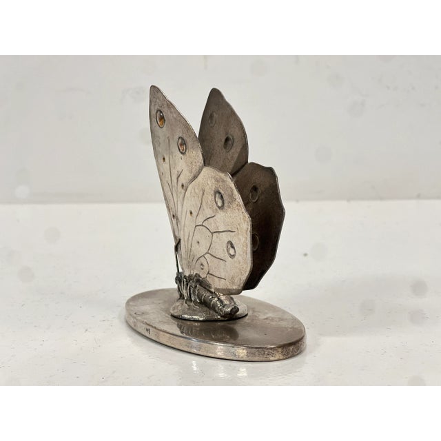 Silver Vintage Silver-Plated Napkin Holder with Butterfly Motif, 1940s For Sale - Image 8 of 9