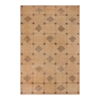 Shabby Chic Gabbeh Tan/Green Wool Rug - 9'8'' X 14'4'' For Sale