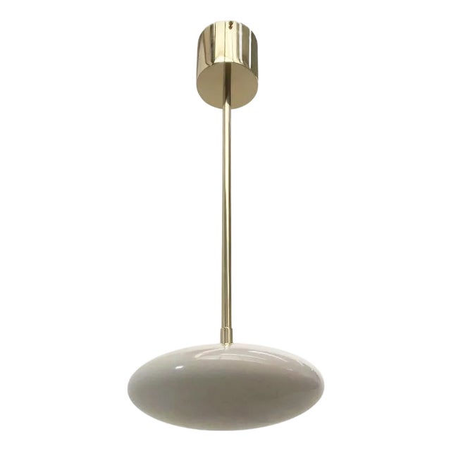 Uno Polished Brass Glossy Gray Shade Pendant by Fabio LTD For Sale