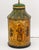 Victorian Chinoiserie Green Painted Toleware Lamp, with gilt and painted figural and character scene to the front with...