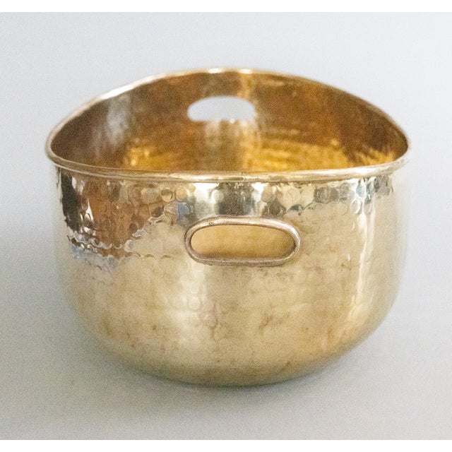 Vintage English Brass Hammered Planter Bowl Centerpiece For Sale - Image 4 of 8