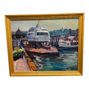 Robert Duffy (American, 1928-2015), Impressionist Newport Harbor Oil on Canvas