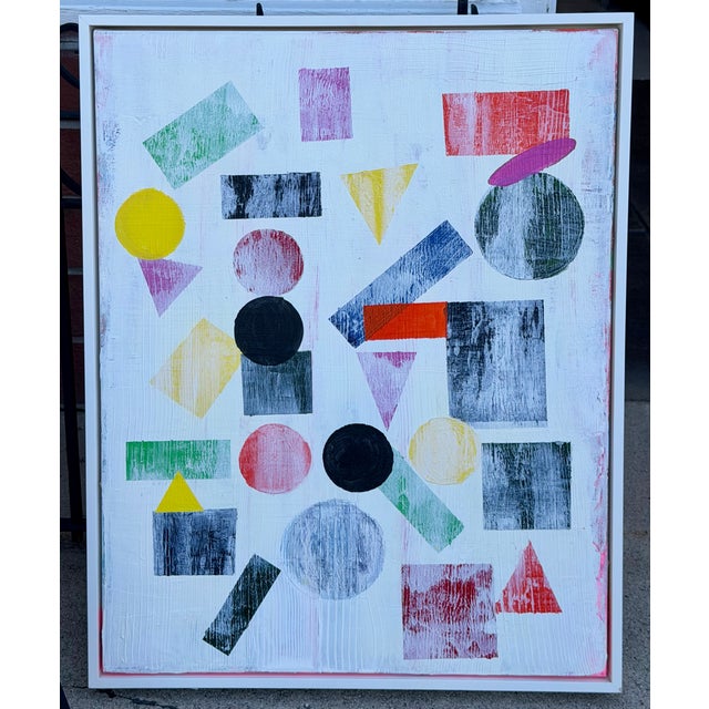 Original Kelly Styne Abstract Art Geometric California Oil Painting ...