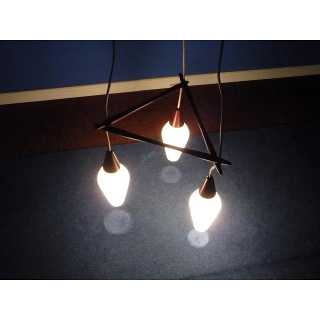 Brown Danish Teak Hanging Lamp, 1960s For Sale - Image 8 of 13