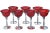 Set of seven vintage bohemian cocktail / aperitif coupes, with red-patterned glass goblets and ornate sleek silver...