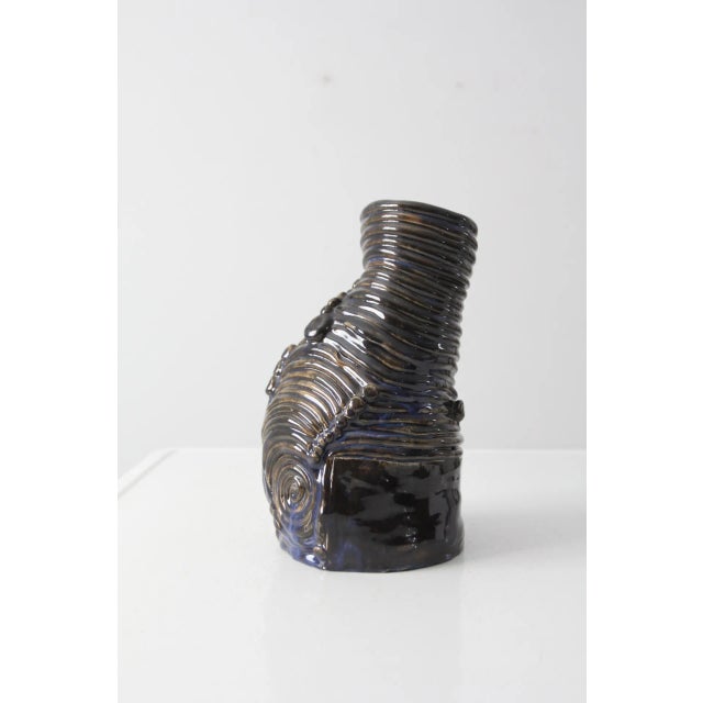 Vintage Free Form Coil Pottery Vase For Sale - Image 9 of 12