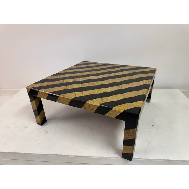 Zebra-Striped Tessellated Marble Coffee Table from Maitland-Smith, 1980s For Sale - Image 4 of 12