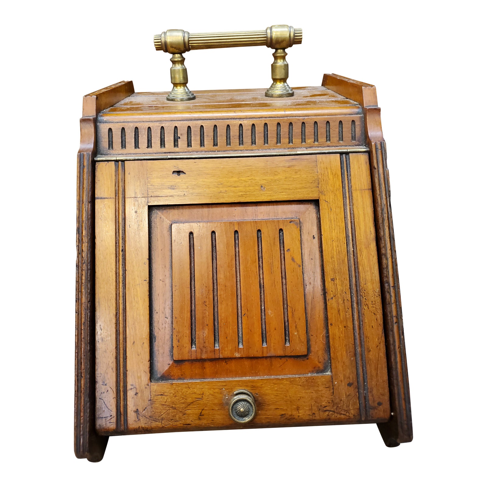 Antique Wooden Coal Box With Brass Shovel Chairish